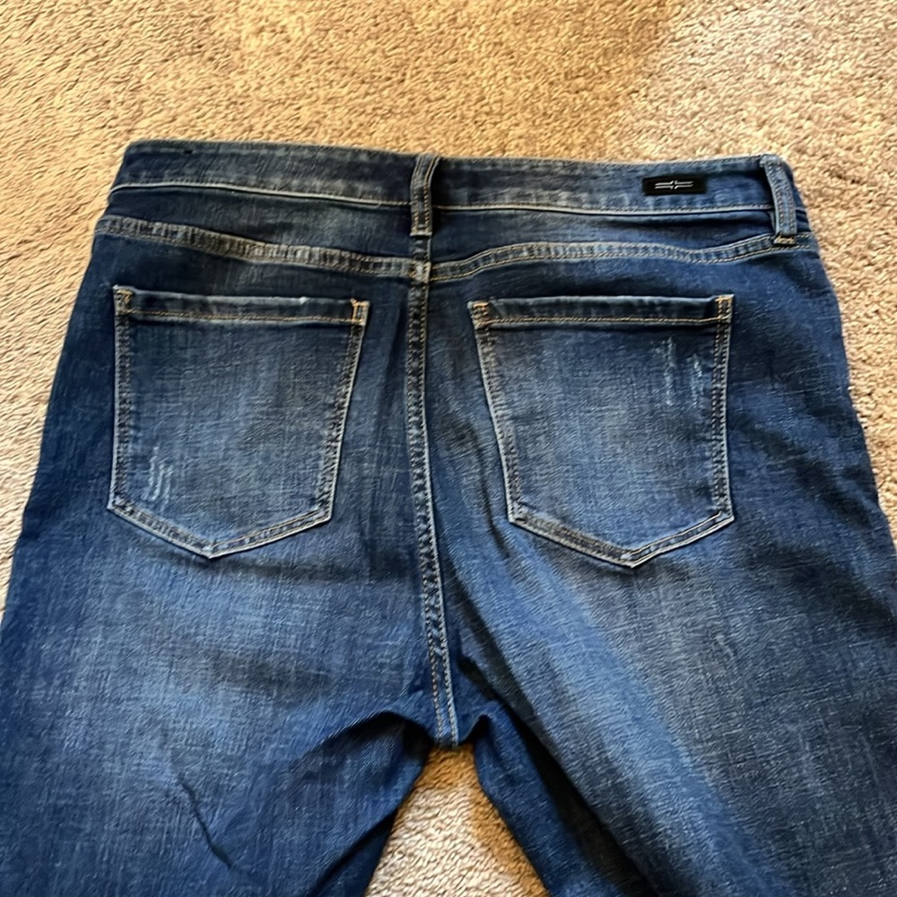 Liverpool skinny crop jeans with fringe bottom. Size 12